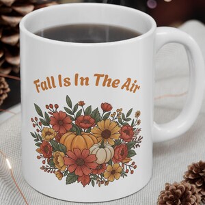 Pumpkin Floral Coffee Mug: Fall Thanksgiving Decor, Autumn Vibes