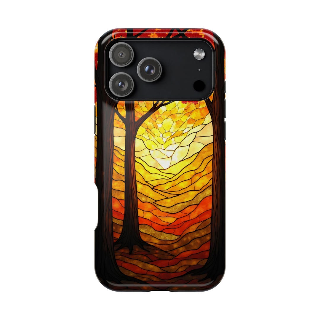 Fall Sunset Stained Glass Design Phone Case iPhone Samsung Android Gift ...