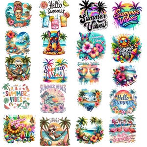 Sun-kissed Summer PNG Bundle, Bright Summer Vibes png, summer Digital PNG , Colorful Summer Clipart, retro summer png, Groovy Summer png