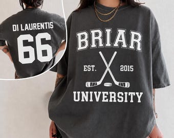 Chemise de hockey personnalisée Briar University Hawks, Est 2015, T-shirt Di Laurentis 66