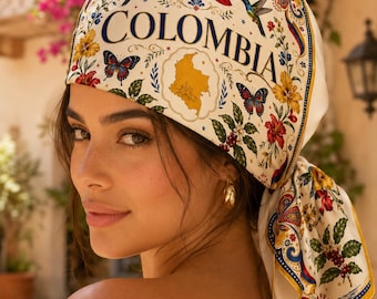 Custom Colombia Scarf, Custom Colombia Bandana, Beautiful Soft Colombia Flag Pattern Scarf, Perfect for Headwear, Colombia Soccer Festival