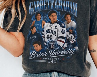 T-shirt de l'équipe de hockey de l'université Garrett Graham Briar, t-shirt vintage Sports Romance