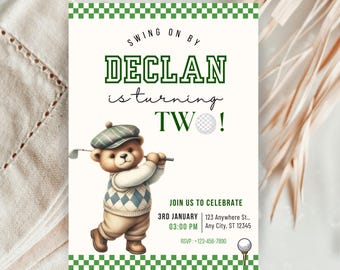 Golf Birthday Invite | Lets Par Tee | Invitation Template, Vintage Style Printable Invitation