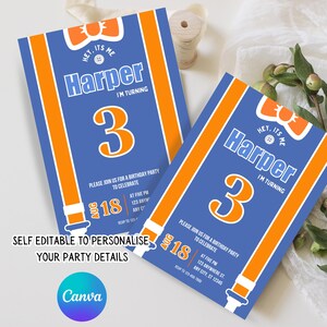 Construction Invitation Blue and Orange bow Party Invite Boy Construction Party Editable Invite Excavator Party Boys Themed Invite image 7