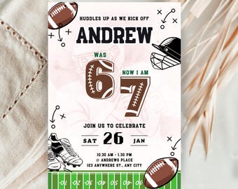 Football Six Seven Birthday Invitation, 6 7 meme, Football 7th Birthday Invitation, Digital Download, Touchdown Birthday template