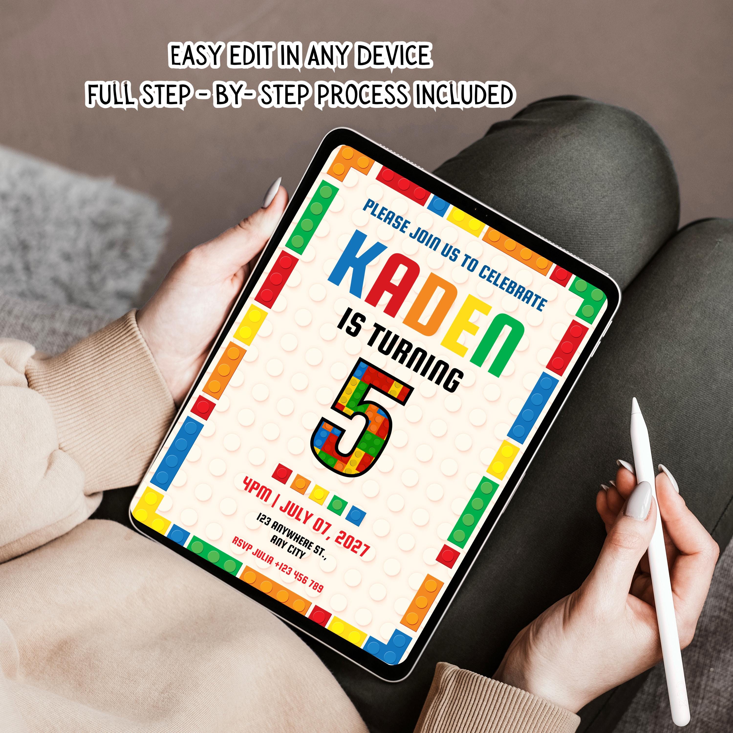Invitation Block Design Editable Building Blocks Birthday Invitation | Construction Theme Party ...