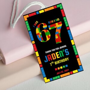 Six Seven Building Blocks Birthday Invitation, 7th lego birthday invite boy 6 7 Meme Building Blocks Birthday Party 7th Constructor Birthday image 11