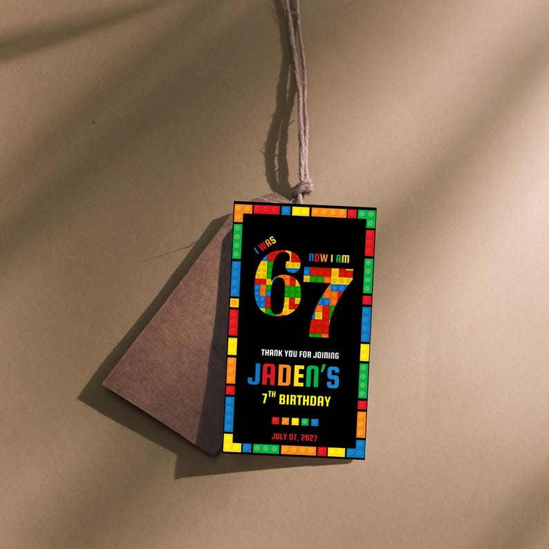 Six Seven Building Blocks Birthday Invitation, 7th lego birthday invite boy 6 7 Meme Building Blocks Birthday Party 7th Constructor Birthday image 12