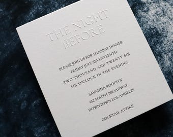 Emboss The Night Before Details Card, Embossed Rehearsal Dinner Insert
