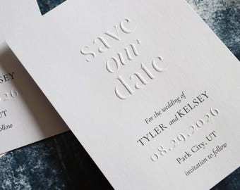 Sample — Save the Date, Blind Emboss Stationery