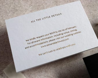 Gold Foil Wedding Details Card, Wedding Insert Cards