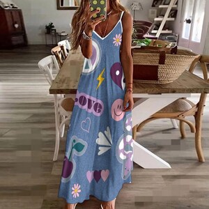 Spaghetti Strap Long Dress – Flowy Maxi Spring Summer Dress, Free Shipping