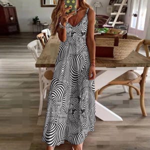 Boho Spaghetti Strap Long Dress – Flowy Maxi Spring Summer Dress, Free Shipping