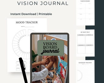 Vision Board Journal with Affirmations Gratitude Tracker Mood Log and Manifestation Planner