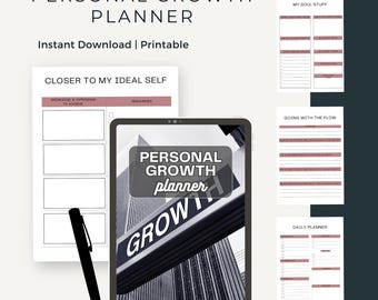 Personal Growth Planner: Goal Setting, Meditation Journal (Printable Digital Download)
