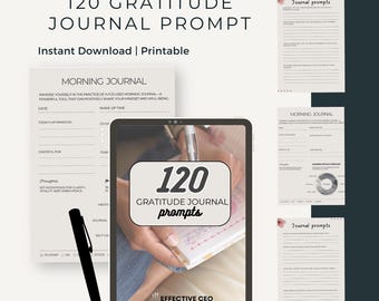 120 Journal Prompts Bundle: Gratitude Manifestation Planner, Mood Tracker (PDF Download)