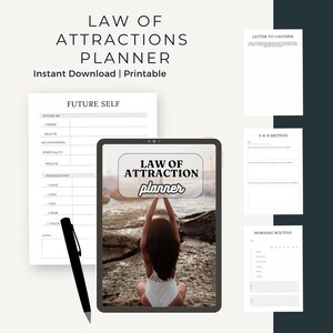 Law of Attraction Planner: Daily Routines, Gratitude, Affirmations (35 Pages) (Digital Download