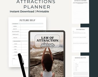 Law of Attraction Planner: Daily Routines, Gratitude, Affirmations (35 Pages) (Digital Download