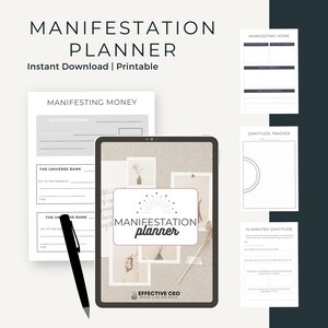 60-Page Manifestation Planner: Gratitude Journal, Vision Board, Daily Routines (Digital Download)