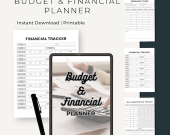 Budget & Financial Planner – Printable Personal Finance Tracker, Savings, Expenses, Bills Income Management PDF