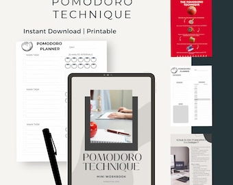 Pomodoro Technique Workbook: Productivity Planner & Time Management (PDF Printable)