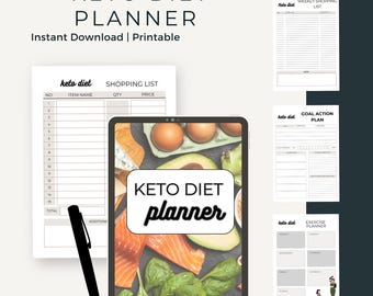 Keto Diet & Fitness Planner: 50+ Page Meal Tracker (Digital Download)