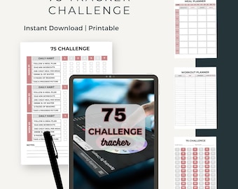 Planificador de reto de 75 días: Registro de comidas, entrenamiento, lectura y consumo de agua (Descarga digital)