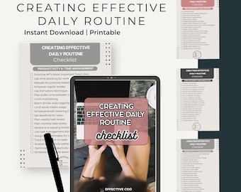 Daily Routine Checklist: Goal Setting & Productivity Tools (PDF Download