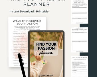 Passion Planner: Vision Board, Mindfulness & Life Purpose Worksheets (Printable Download