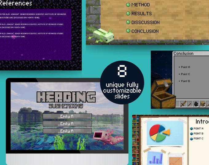 Minecraft Themed Presentation Template (canva Pro) - Etsy