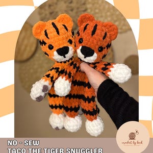 OG Size: Taco the Tiger Snuggler - No Sew Crochet Pattern (PDF Pattern)
