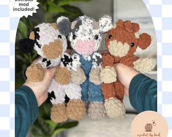 Mini Highland & Spotted Cows: No-Sew Crochet Pattern (PDF Pattern)