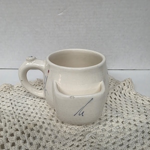 Vintage 1980's Pottery By Levine Tea Cup Mug With Attached Tea Bag Holder