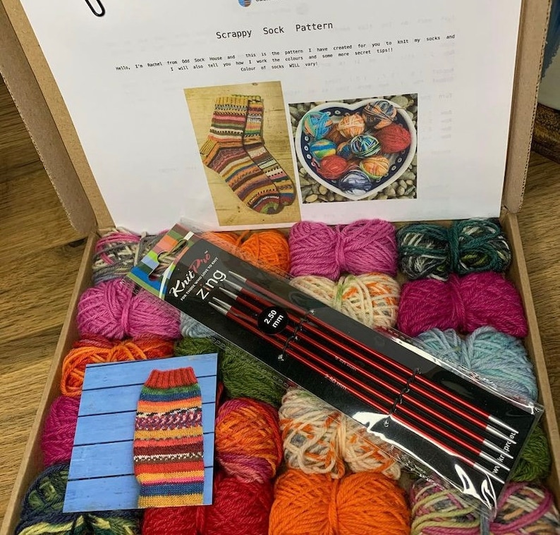 Scrappy socks knitting kit with needles included image 6