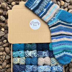 BLUE Scrappy socks knitting kit