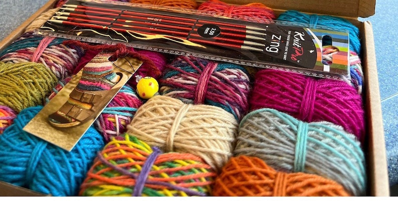 Scrappy socks knitting kit with needles included image 2