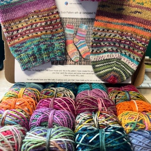KNITTING KIT for Scrappy Socks  - all Variegated Yarn
