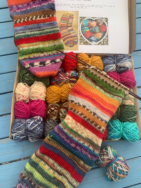 Scrappy Socks Knitting Kit With Needles Included 