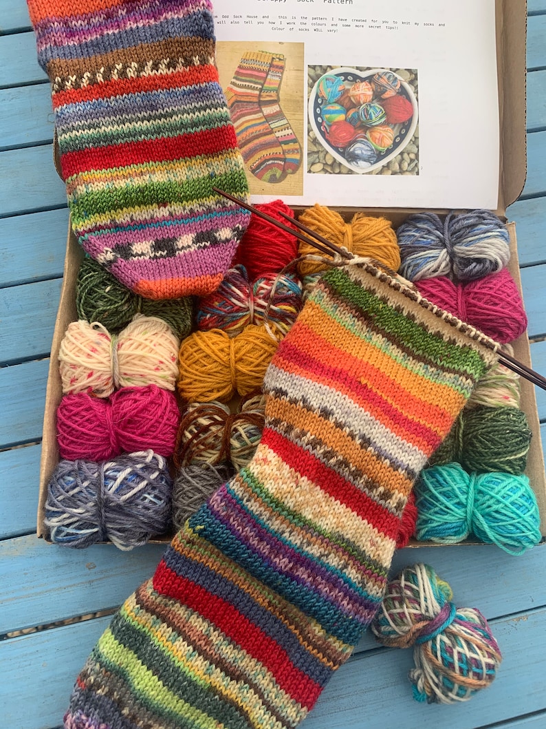Scrappy Socks Knitting Kit With Needles Included Etsy