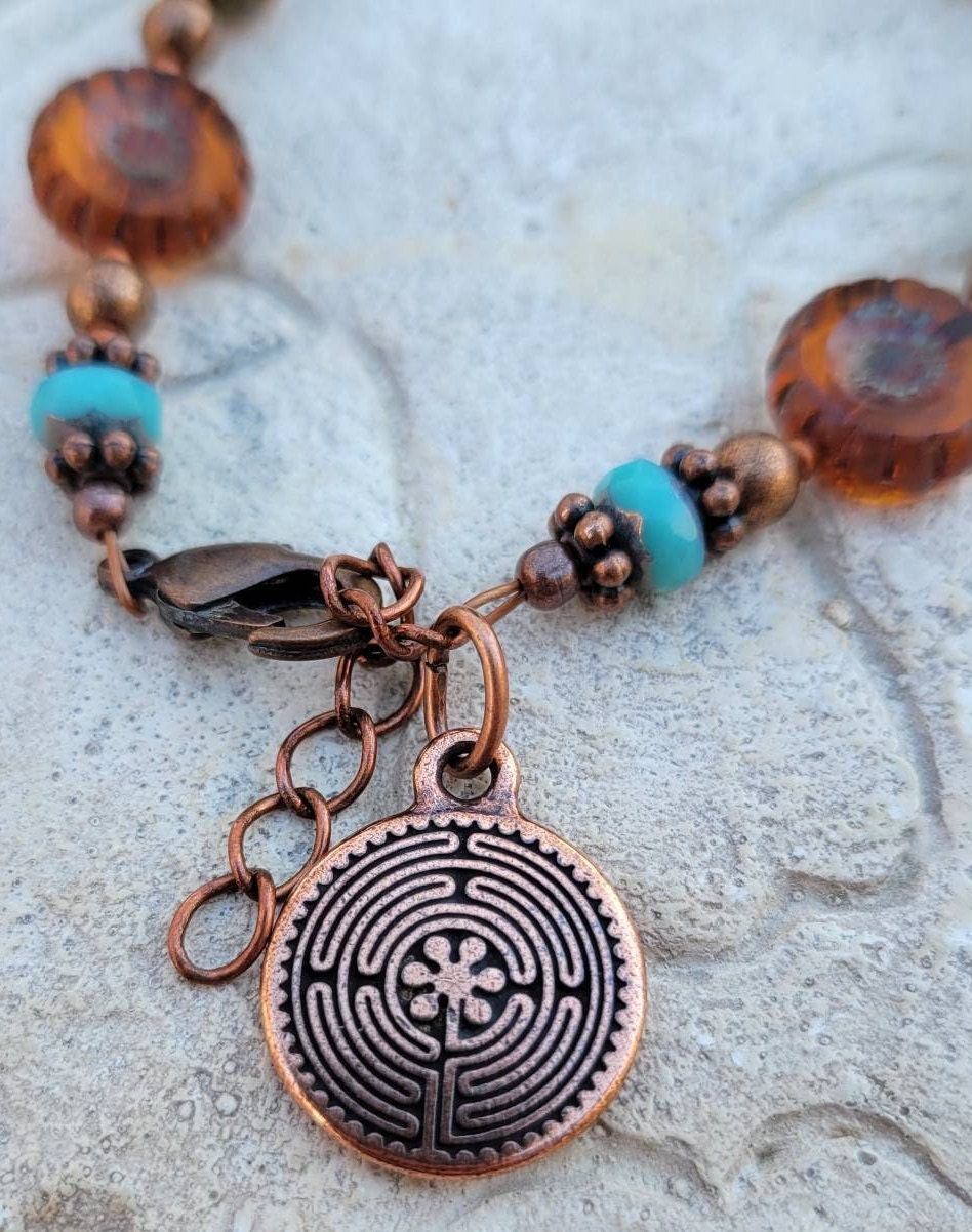 Labyrinth Charm Orange Table Cut Czech Glass, Tricolor Faceted Rondelles, Solid Color ...
