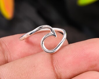 Anillo espiral de plata esterlina, joyería bohemia delicada hecha a mano, anillo minimalista de plata para mujer, regalo para ella, joyería llamativa de plata 925