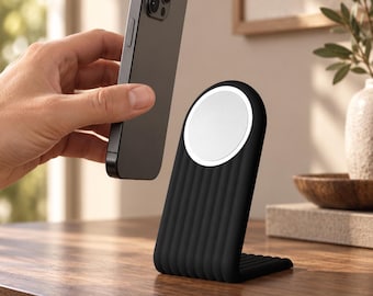 iPhone Ständer MagSafe Ladegerät – 3D gedruckter Handyhalter mit Kabelmanagement für Schreibtisch & Nachttisch | MagSafe Charger |Geschenk