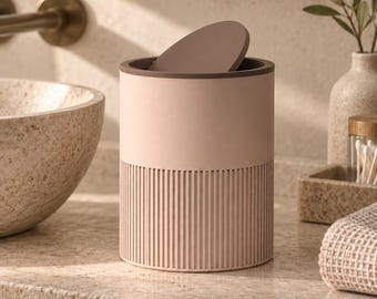 Kosmetikeimer mit Schwingdeckel magnetisch – 3D-gedruckter Mülleimer fürs Bad | Geschenk