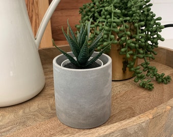Minimalist Concrete Planter Pot: Industrial Desk Organizer