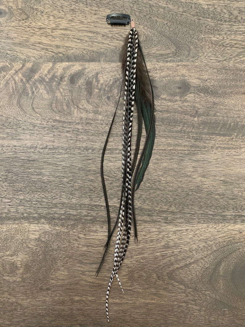 LONG Real Feather Bohemian Clip in Hair Extensions Dramatic Etsy