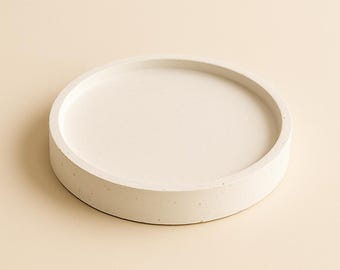 White Concrete Coaster Set: Modern Minimalist Drink Coaster with Cork Base