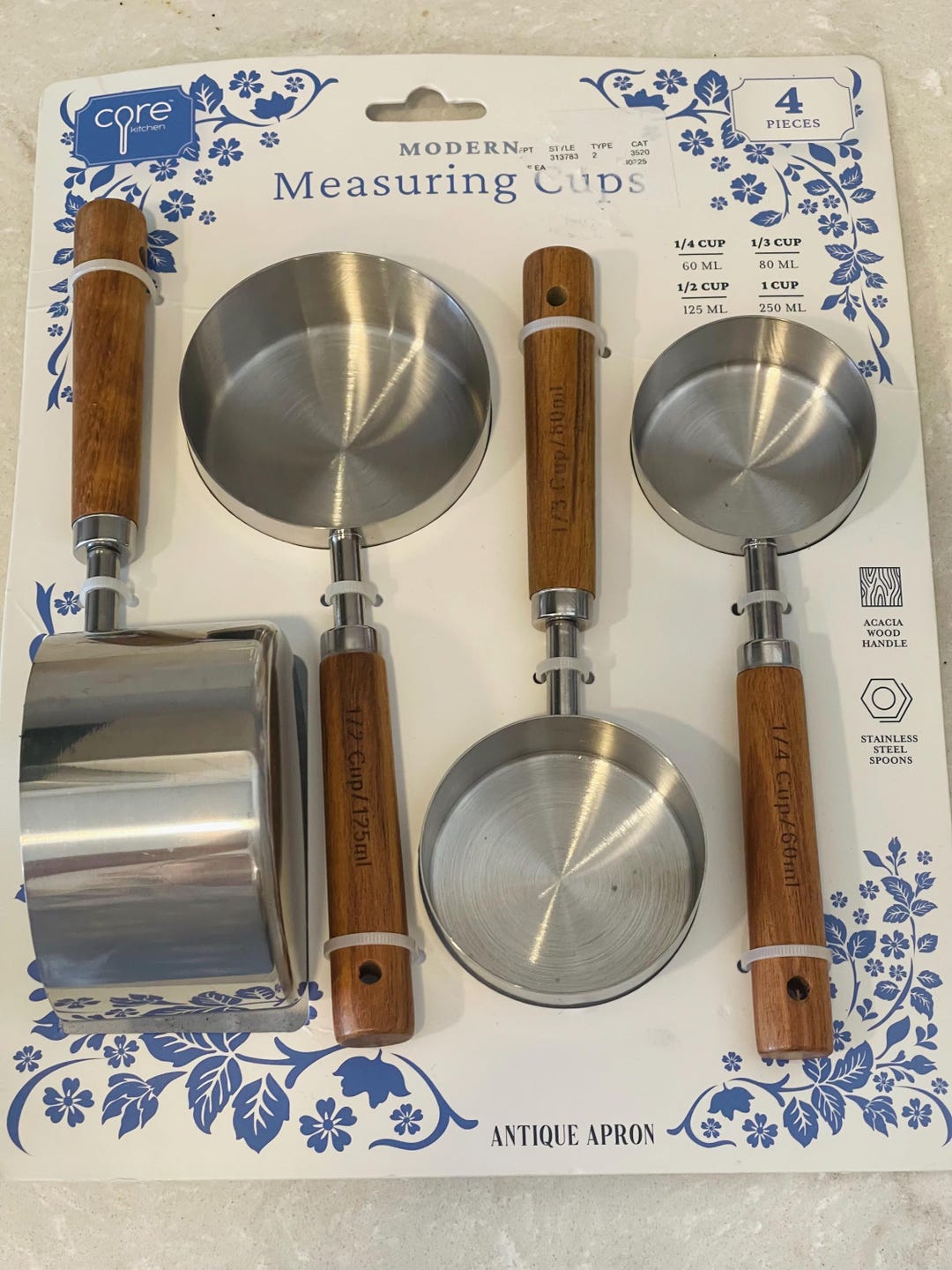 Stainless Steel Measuring Cups With Wood Handles, 4-piece Set, Perfect ...