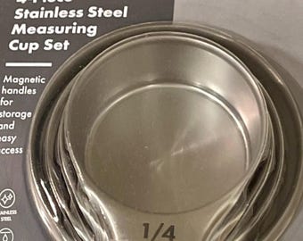 OXO soft grips Measuring Cups with magnetic handles, 4 pc set, kitchen gadgets, beautiful shiny, functional, Great Gifts For Any Occasion!