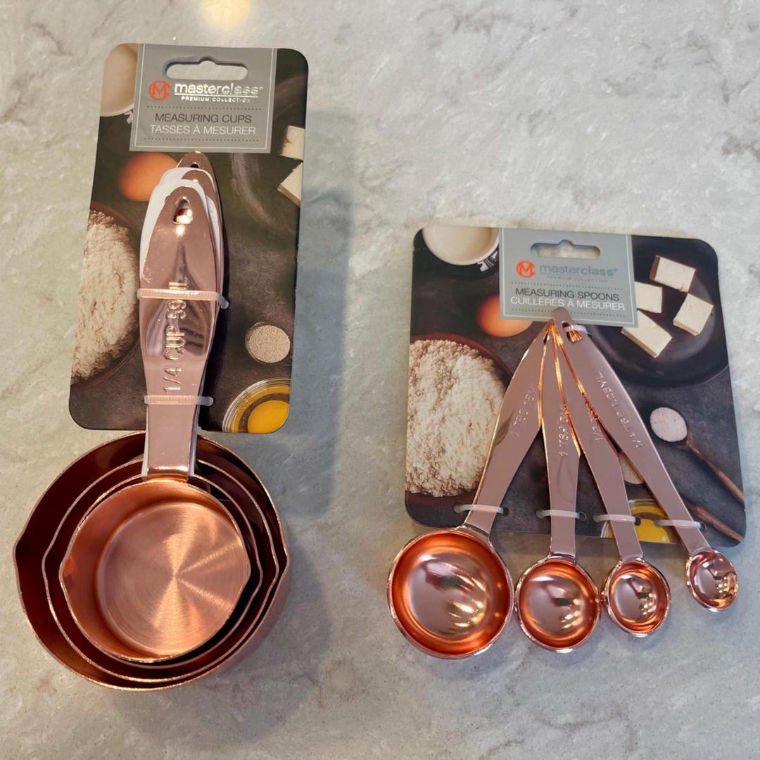 Rose Gold Measuring Cups and Spoons, Stainless Steel Kitchen Tools, 8 ...