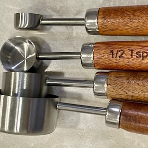 Stainless steel Measuring Spoons with Wood Handles, kitchen gadgets, kitchen decor, Great Gifts. For Any Occasion!